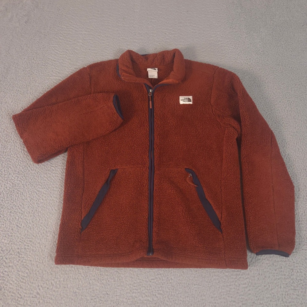 The North Face Jacket Mens Large Rust Cabin Fleece Full-Zip Sherpa Pile Pockets‎